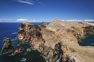 Madeira Island scenic rugged landscape, Ponta do Sao Lorenco cape, Miradouro do Abismo viewpoint.