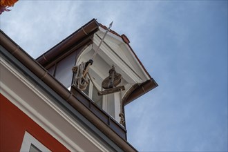 Historic roof lift bay window, Villingen-Schwenningen, Baden-Württemberg, Germany, Europe