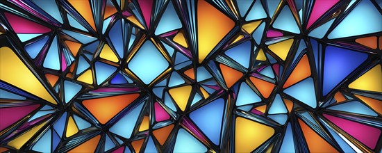 3d rendering of vibrant colored abstract changing glass design in an ornament structure, AI