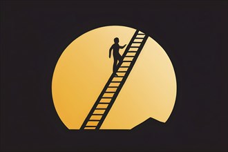 Vector illustration of a person going upstairs as symbol for self growth and personal development,