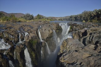 Epupa Falls, waterfalls of the Kunene River on the Namibian-Angolan border, Kunene Region, Namibia,