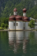 Pilgrimage church of St. Bartholomew on lake Königssee, Upper Bavaria, Bavaria, Germany, Europe