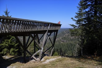 Viewing platform at Ellbachsee, near Baiersbronn, Freudenstadt district, Black Forest,