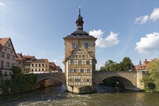 Historic Town Hall on the Regnitz, Bridge Town Hall, Bamberg, Upper Franconia, Bavaria, Germany,