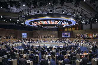 NATO summit meeting in Washington. Olaf Scholz (SPD), Federal Chancellor, pictured in front of the