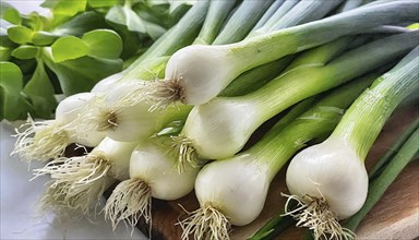 Vegetable, spring onion or spring onion, also known as winter onion, Allium fistulosum