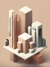 Minimalist abstract wallpaper illustration symbolizing architecture in simple geometric shapes, AI