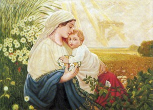 Maria mit Jesuskind, Painting by Adolf Hitler (1889-1845), Historical, digitally restored