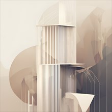 Minimalist abstract wallpaper illustration symbolizing architecture in simple geometric shapes, AI