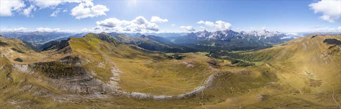 Alpine panorama, aerial view, Carnic High Trail, Carnic main ridge, Carnic Alps, Carinthia,