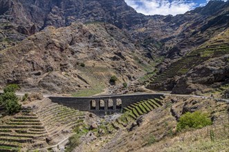 Mountain landscape of island San Antao with agriculture terrasses. Cabo Verde. Africa