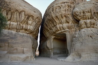 Diwan, rock-cut Nabataean cult site at Jabal Ithlib, Hegra or Madain Salih, AlUla region, Medina