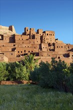 Adobe buildings of the Berber Ksar or fortified village of Ait Benhaddou, Sous-Massa-Dra Morocco