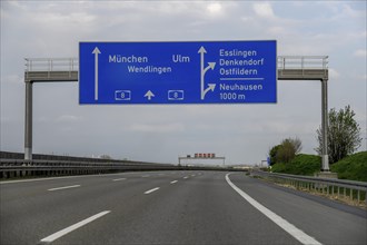 Empty motorway, corona crisis, pandemic, motorway A8, near Esslingen, Baden-Württemberg, Germany,