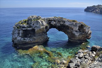 Natural arch Es Pontas, near Cala Llombards, Majorca, Balearic Islands, Spain, Europe