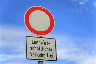 Traffic sign, Transit prohibited, agriculture traffic free, Rhineland-Palatinate, Germany, Europe