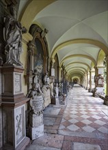 Crypt arcades, grave counters in the arcade of St. Sebastian's Cemetery, Church of St. Peter,