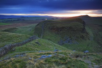 Hadrian's Wall, Boundary wall, roman fortification, Steel Rigg, Northumberland national park,