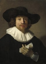 Mann mit Notenblatt, Man with a Sheet of Music, Painting by Rembrandt van Rijn (1606) (1669),