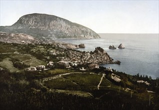 From the Gursuff, Gurzuf, Street, Yalta, Crimea, Russia, Ukraine, c. 1890, Historic, digitally