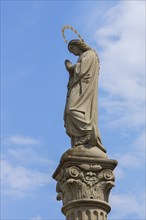 Sculpture of Maria Immacula on a column, Sand am Main, Lower Franconia, Bayermn, Germany, Europe