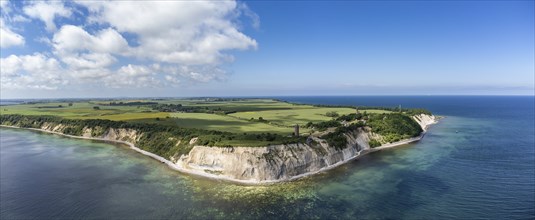 Aerial view of Cape Arkona with chalk cliffs, direction finder and lighthouse, Putgarten, Rügen