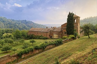 Abbey, evening mood after thunderstorm, Abbazia Santa Maria di Vezzolano, Albugnano, province of