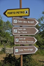 Direction signs, near Porto Petro, Majorca, Balearic Islands, Spain, Europe