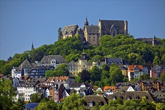 The landgrave's castle above the old town in Marburg an der Lahn, Hesse, Germany, Europe