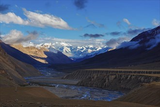 Sunset in Himalayas mountains. Spiti Valley, Himachal Pradesh, India, Asia