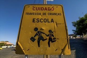 Traffic sign. San Felipe. Vulcano Fogo. Fogo. Cabo Verde. Africa