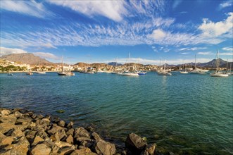 View over fisher port and city. San Vincente. Mindelo. Cabo Verde. Africa