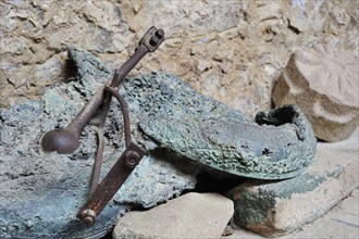 The partially melted bells in the church. The burnt village of Oradour-sur-Glane was destroyed on