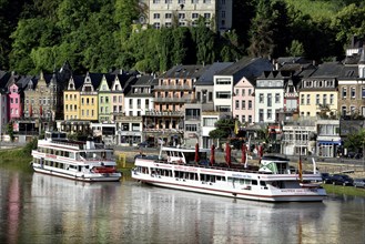 Excursion boats in Cochem on the river Moselle, Rhineland-Palatinate, Germany, Europe