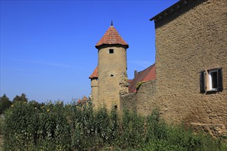 Part of the old town wall and towers, Mainbernheim, Lower Franconia, Germany, Europe