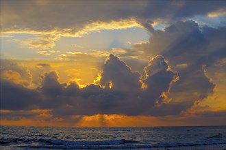 Sunset over the sea, Den Hoorn, Texel Island, North Sea, North Holland, Netherlands