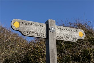 Signpost, Way to Cuckmere Haven, Seven Sisters, South Downs, England, United Kingdom, Europe