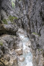 Hammersbach flows through Höllentalklamm, near Garmisch-Partenkirchen, Werdenfelser Land, Upper