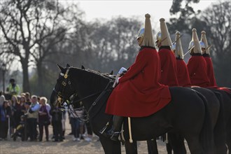 Parade of Horse Guards, soldiers of the Household Cavalry Mounted Regiment, White Hall,