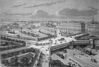 Paris in 1869, La Place de LEuropa, Europe Square and the West Station, France, Historic, digitally