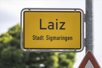 Place-name sign of Laiz, a suburb of the town of Sigmaringen, Baden-Württemberg, Germany, Europe