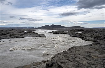 River Jökulsá á Fjöllum, volcanic landscape, barren landscape, Vatnajökull National Park, Icelandic