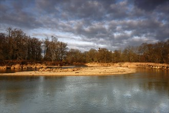 Typical biotopes of the river landscape, gravel banks as habitat for rare birds (e.g. little ringed