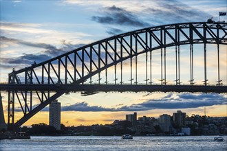 Sunset over Sydney harbour bridge Sydney, New South Wales, Australia, Oceania