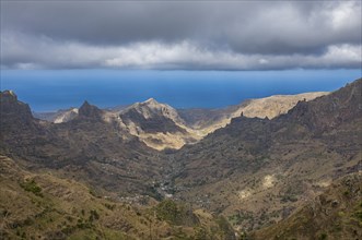 Rock-, mountain- and vulcanic landscape. Santiago. Cabo Verde. Africa