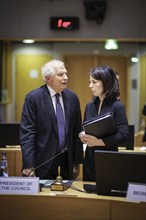 (R-L) Annalena Bärbock, Federal Minister for Foreign Affairs, recorded in conversation with Josep