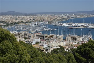 View from Castell de Bellver over Palma de Mallorca, Majorca, Balearic Islands, Spain, Europe