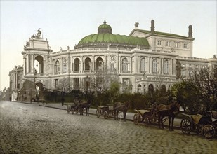 The Theatre of Odessa, Russia, Ukraine, c. 1890, Historic, digitally enhanced reproduction of a