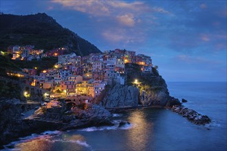 Manarola village popular european italian tourist destination in Cinque Terre National Park UNESCO