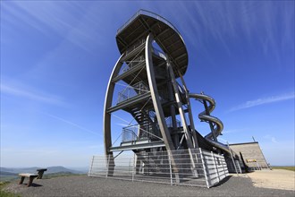 Noah's Sails lookout tower on the Ellenbogen, 813 m. high mountain in the Rhön in the